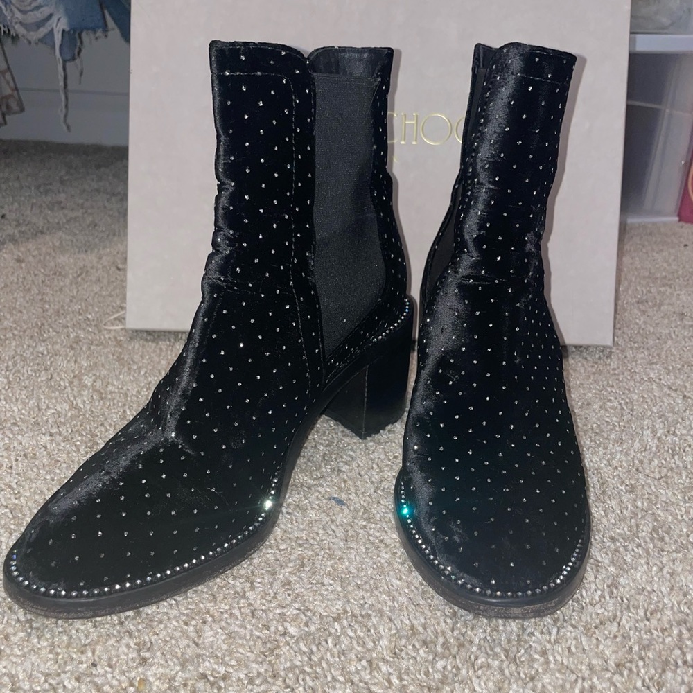 JIMMY CHOO Sparkle VSX Velvet Booties